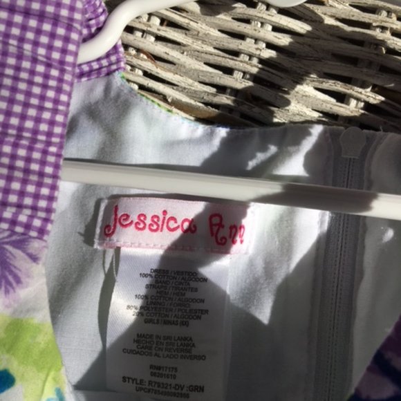 Adorable,NWOT, Jessica Ann, Flowered with Purple Gingham Accents Party Dress - Picture 8 of 8